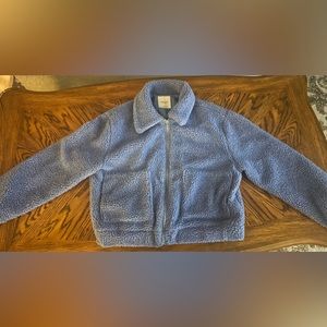 blue sherpa fuzzy jacket size medium